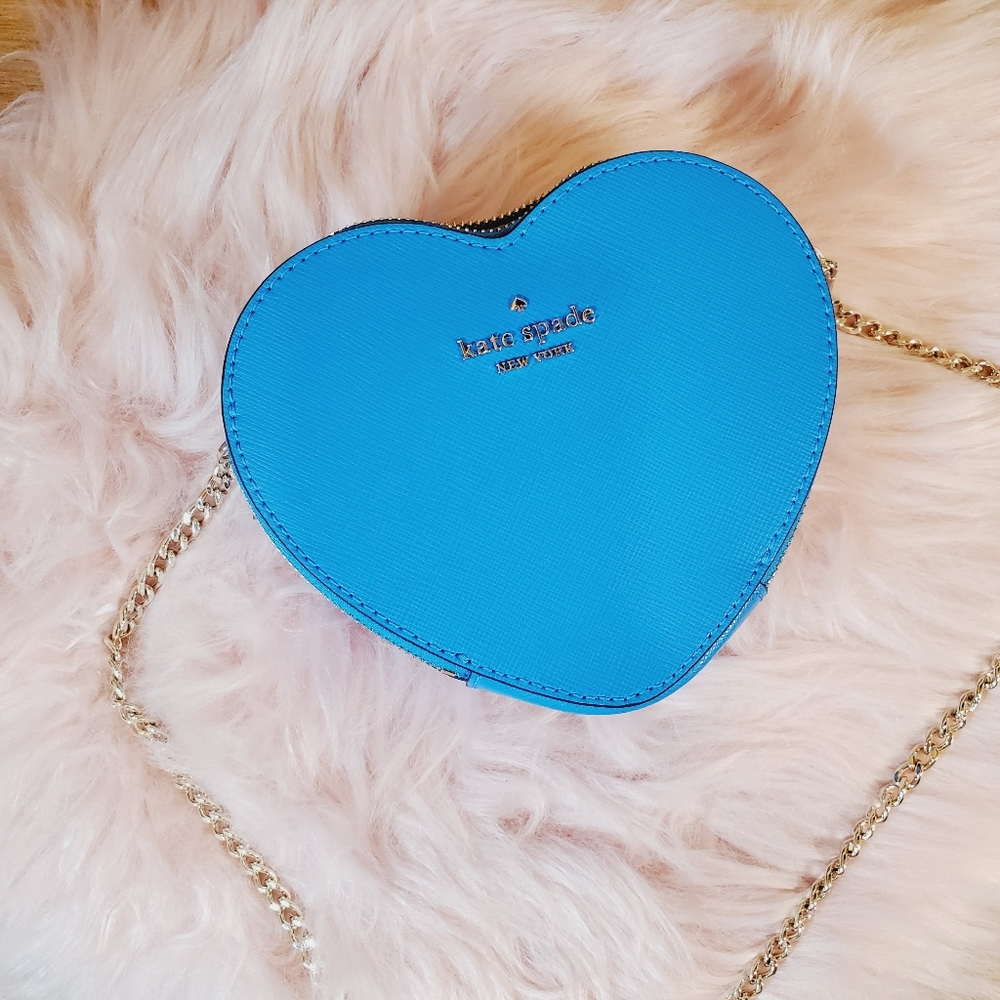 Kate Spade love shack mini heart crossbody bag Blue Summer Night Nwt